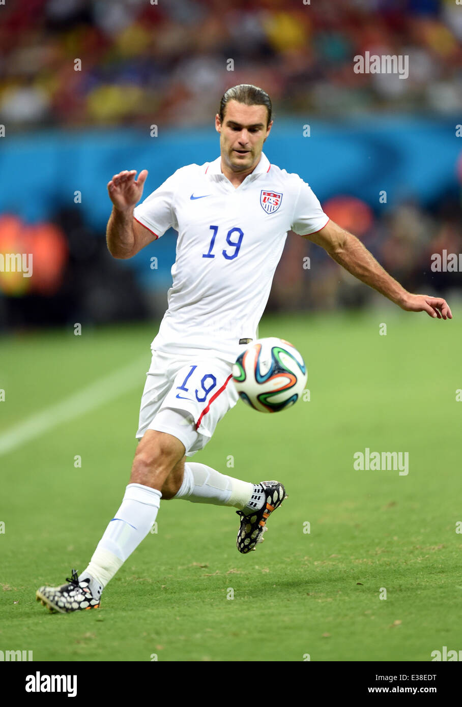 Manaus, Brazil. 22nd June, 2014. Graham Zusi of USA in action during the FIFA World Cup 2014 group G preliminary round match between the USA and Portugal at the Arena Amazonia Stadium in Manaus, Brazil, 22 June 2014. Photo: Marius Becker/dpa/Alamy Live News Stock Photo