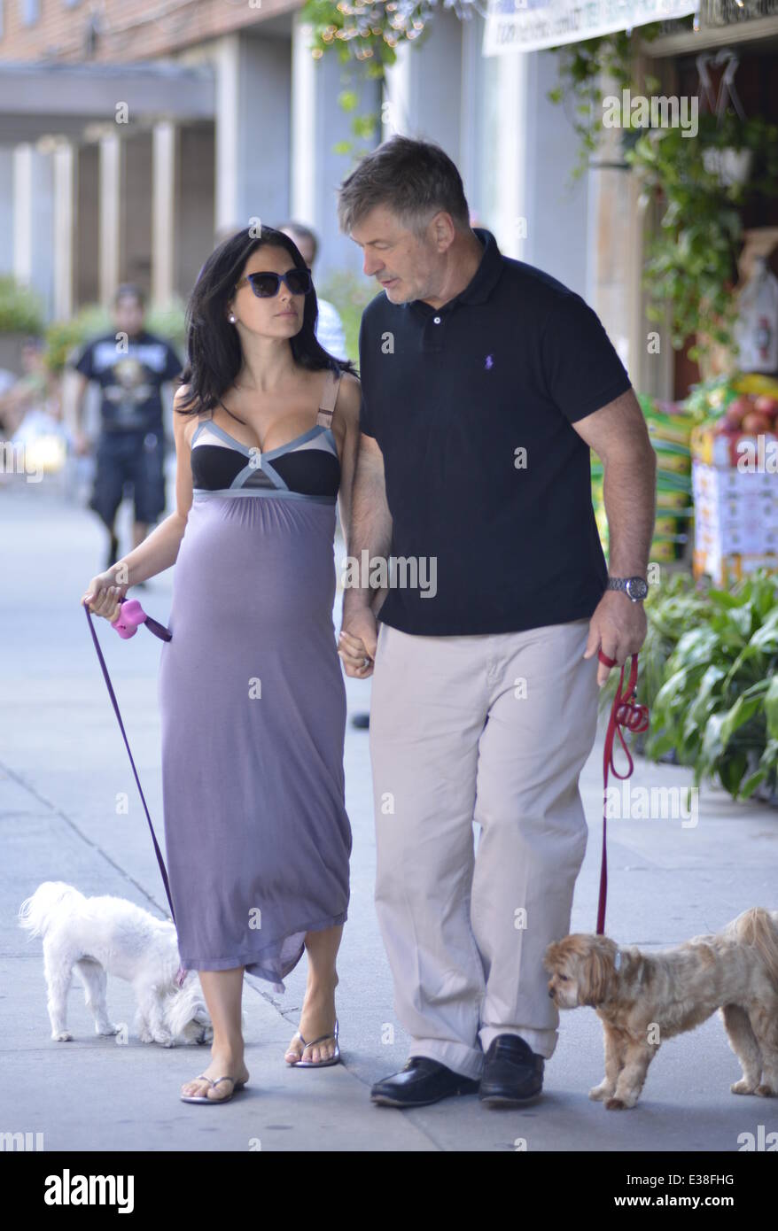 Pregnant Hilaria Baldwin shows off her huge baby bump while out with