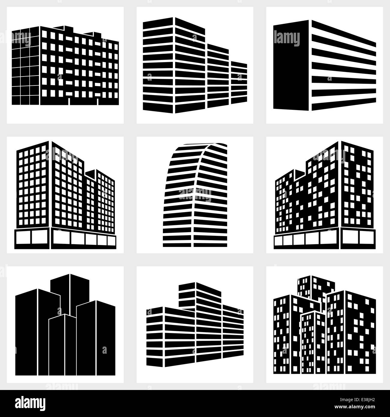 Buildings icons Stock Photo
