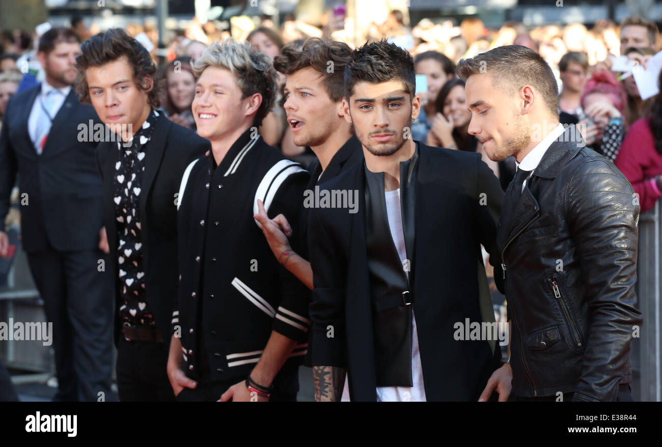 World premiere of 'One Direction: This Is Us' - Arrivals  Featuring: One Direction,Zayn Malik,Harry Styles,Louis Tomlinson,Liam Payne,Niall Horan Where: London, United Kingdom When: 20 Aug 2013 Stock Photo