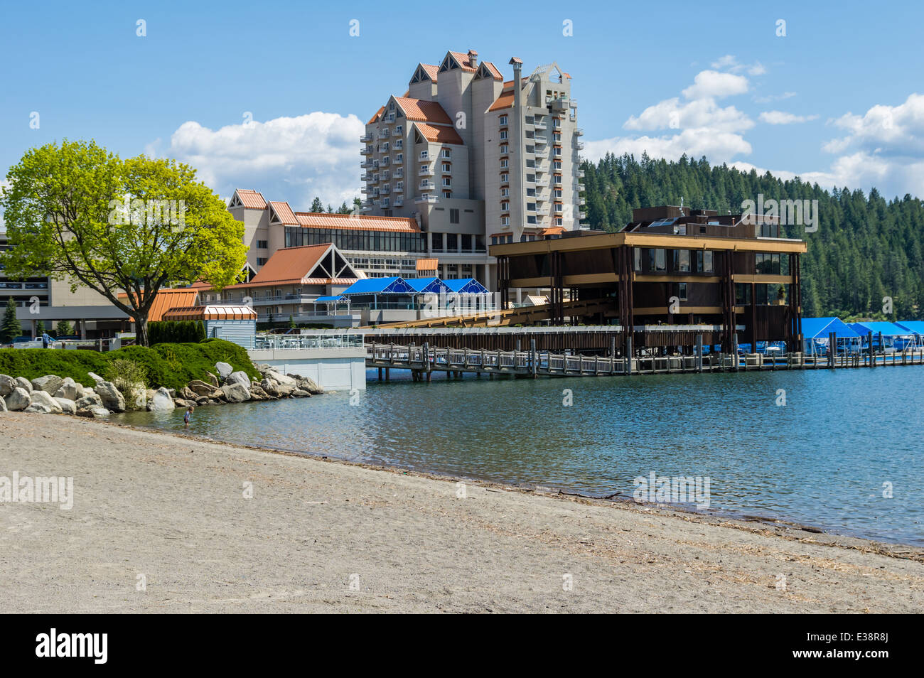 Coeur d'Alene resort hotel and boat berths on Coeur d'Alene lake. Coeur