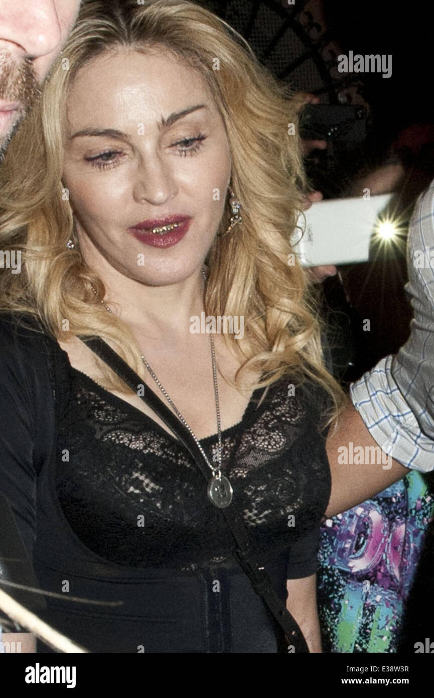 Singer Madonna and her daughter Lourdes Maria out for dinner in Rome  Featuring: Madonna Where: Rome, Italy When: 22 Aug 2013 Stock Photo