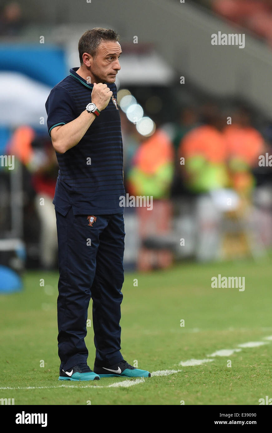 Manaus, Brazil. 22nd June, 2014. Head coach Paulo Bento of Portugal reacts during the FIFA World Cup 2014 group G preliminary round match between the USA and Portugal at the Arena Amazonia Stadium in Manaus, Brazil, 22 June 2014. Photo: Marius Becker/dpa/Alamy Live News Stock Photo