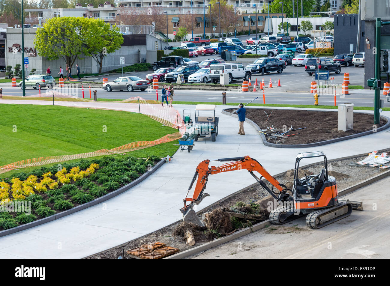 Construction projection with landscaping. Coeur d'Alene, Idaho Stock