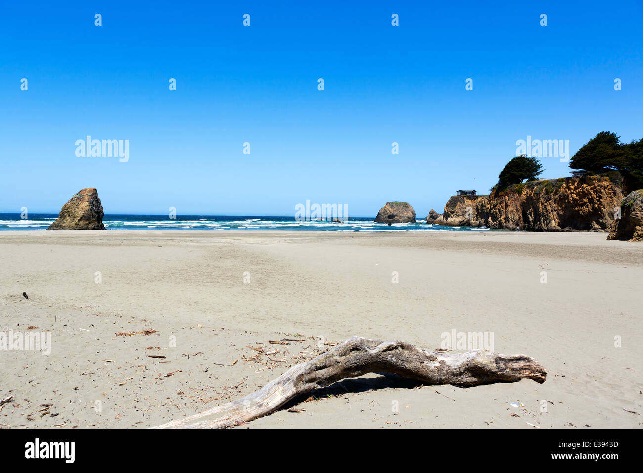 Beach on State Route 1 just north of Fort Bragg, Mendocino County, Northern California, USA Stock Photo