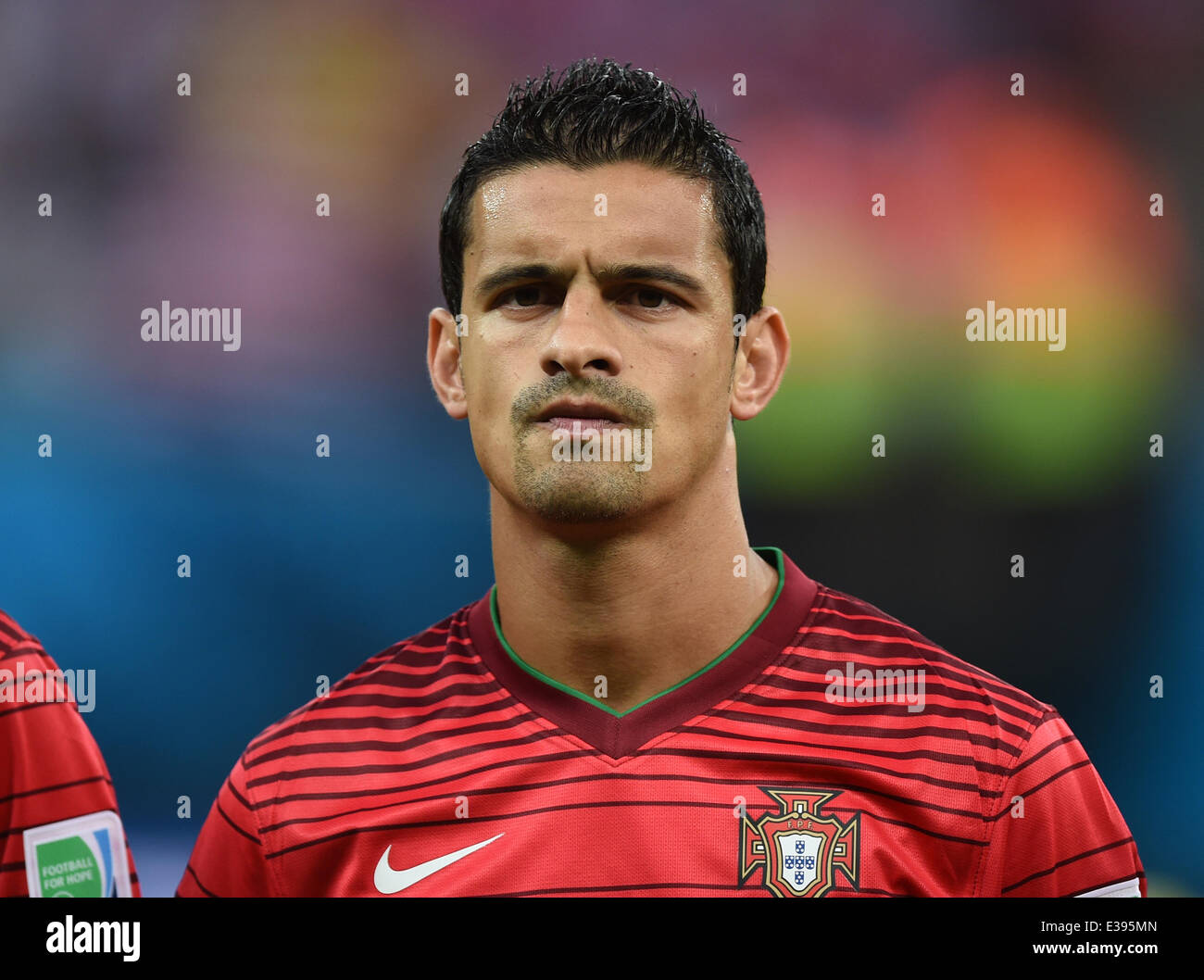 Manaus, Brazil. 22nd June, 2014. Ricardo Costa of Portugal seen during the national anthem prior to the FIFA World Cup 2014 group G preliminary round match between the USA and Portugal at the Arena Amazonia Stadium in Manaus, Brazil, 22 June 2014. Photo: Marius Becker/dpa/Alamy Live News Stock Photo