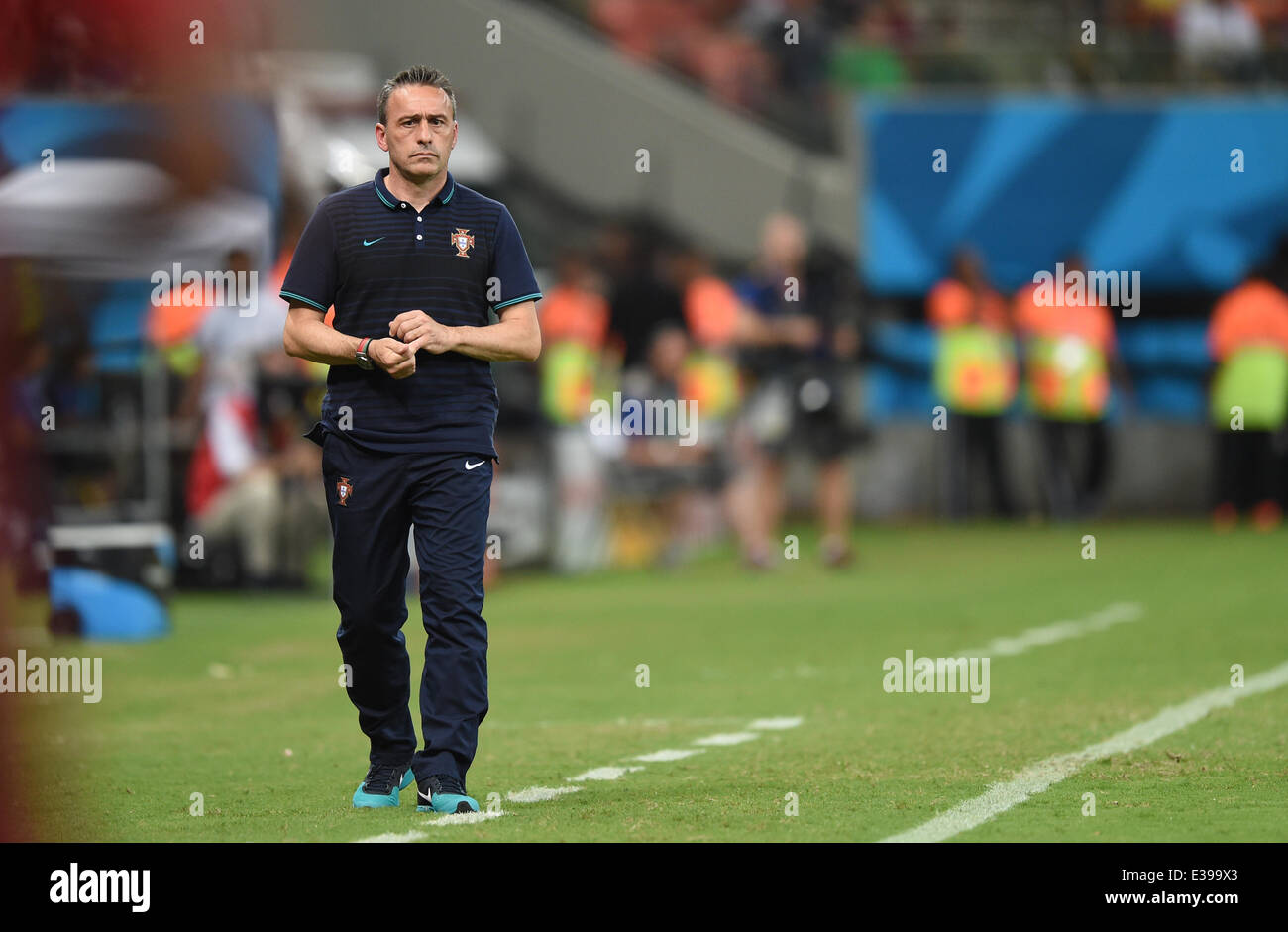 Manaus, Brazil. 22nd June, 2014. Head coach Paulo Bento of Portugal reacts during the FIFA World Cup 2014 group G preliminary round match between the USA and Portugal at the Arena Amazonia Stadium in Manaus, Brazil, 22 June 2014. Photo: Marius Becker/dpa/Alamy Live News Stock Photo