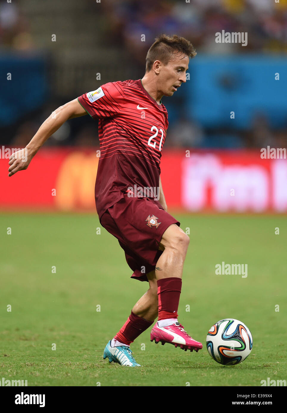 Manaus, Brazil. 22nd June, 2014. Joao Pereira of Portugal in action during the FIFA World Cup 2014 group G preliminary round match between the USA and Portugal at the Arena Amazonia Stadium in Manaus, Brazil, 22 June 2014. Photo: Marius Becker/dpa/Alamy Live News Stock Photo