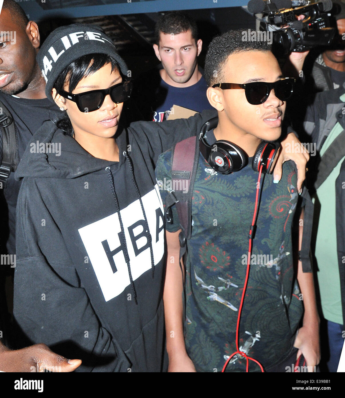 Rihanna younger brother rajad arrive hi-res stock photography and