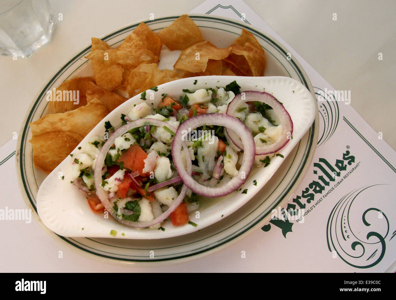 Cuban style ceviche at Versailles Restaurant a cafeteria, restaurant, and bakery, and a landmark eating establishment Stock Photo