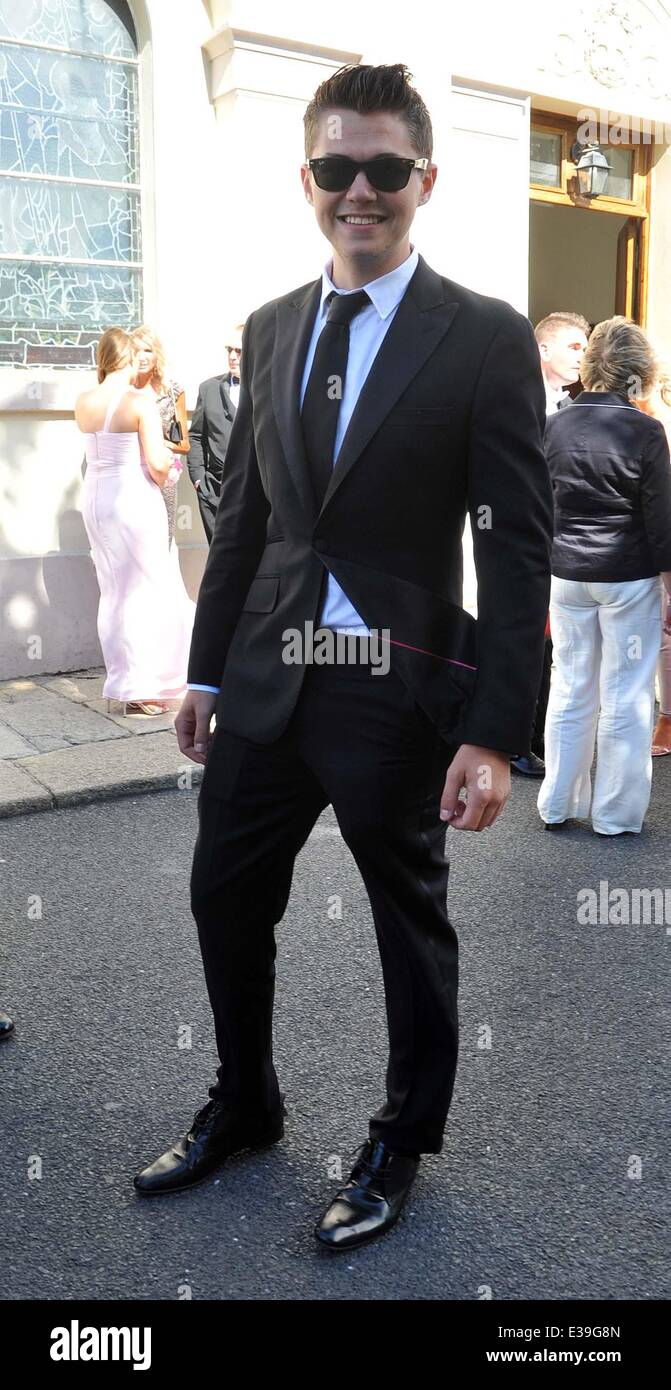 The wedding of Irish tenor Paul Byrom and Dominique Coulter at the Church Of The Assumption  Featuring: Damian McGinty Where: Dublin, Ireland When: 30 Aug 2013   **Not available for publication in Irish Tabloids or Irish magazines** Stock Photo