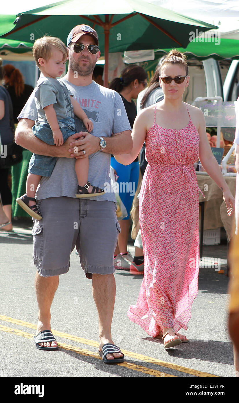 Actress Alyssa Milano out with husband, David Bugliari and son Milo