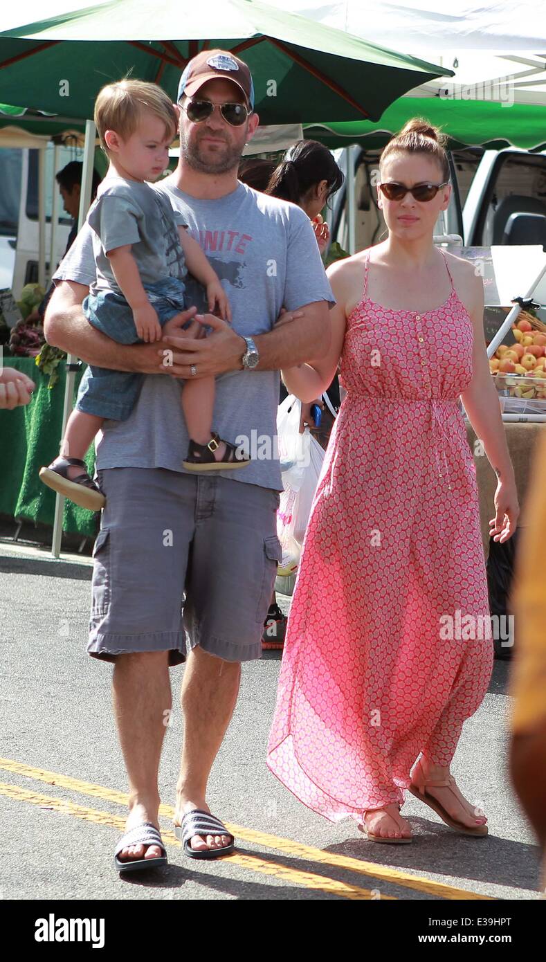 Actress Alyssa Milano out with husband, David Bugliari and son Milo