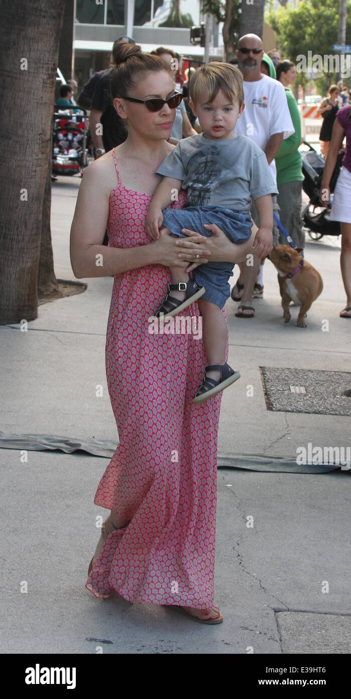 Actress Alyssa Milano out with husband, David Bugliari and son Milo