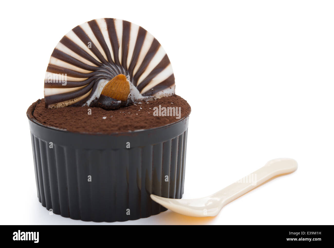 brown cup cake with chocolate and nut with clipping path Stock Photo