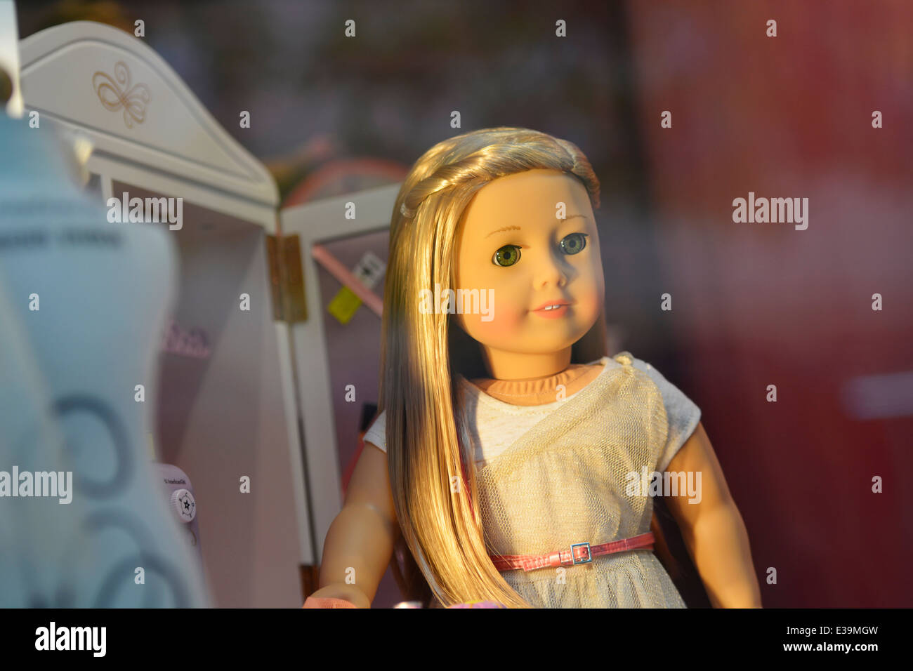 American Girl Doll Isabelle in Shop Window Stock Photo