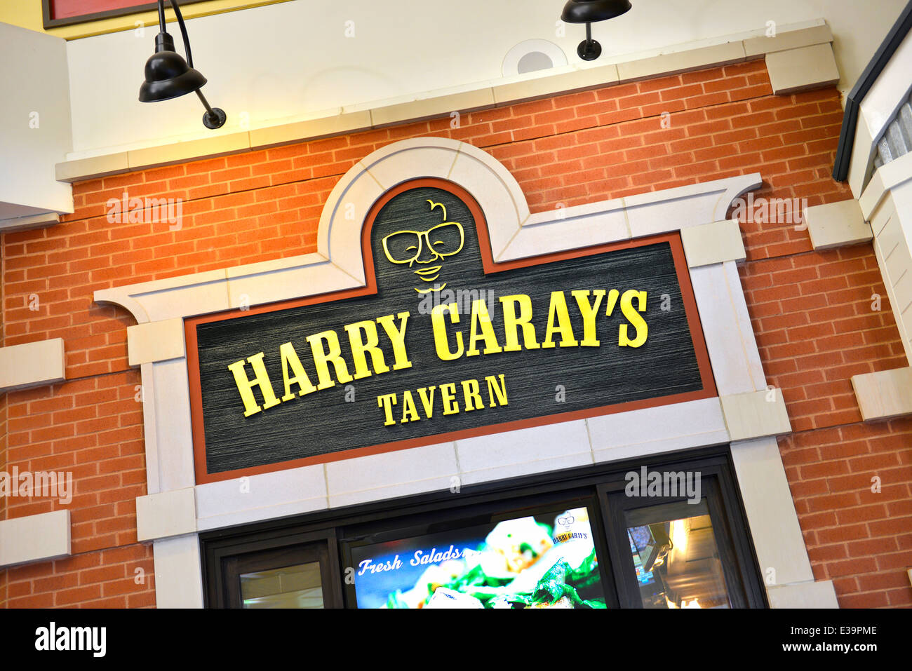 Harry Caray's Tavern sign above entrance, at Navy Pier, Chicago, Illinois Stock Photo