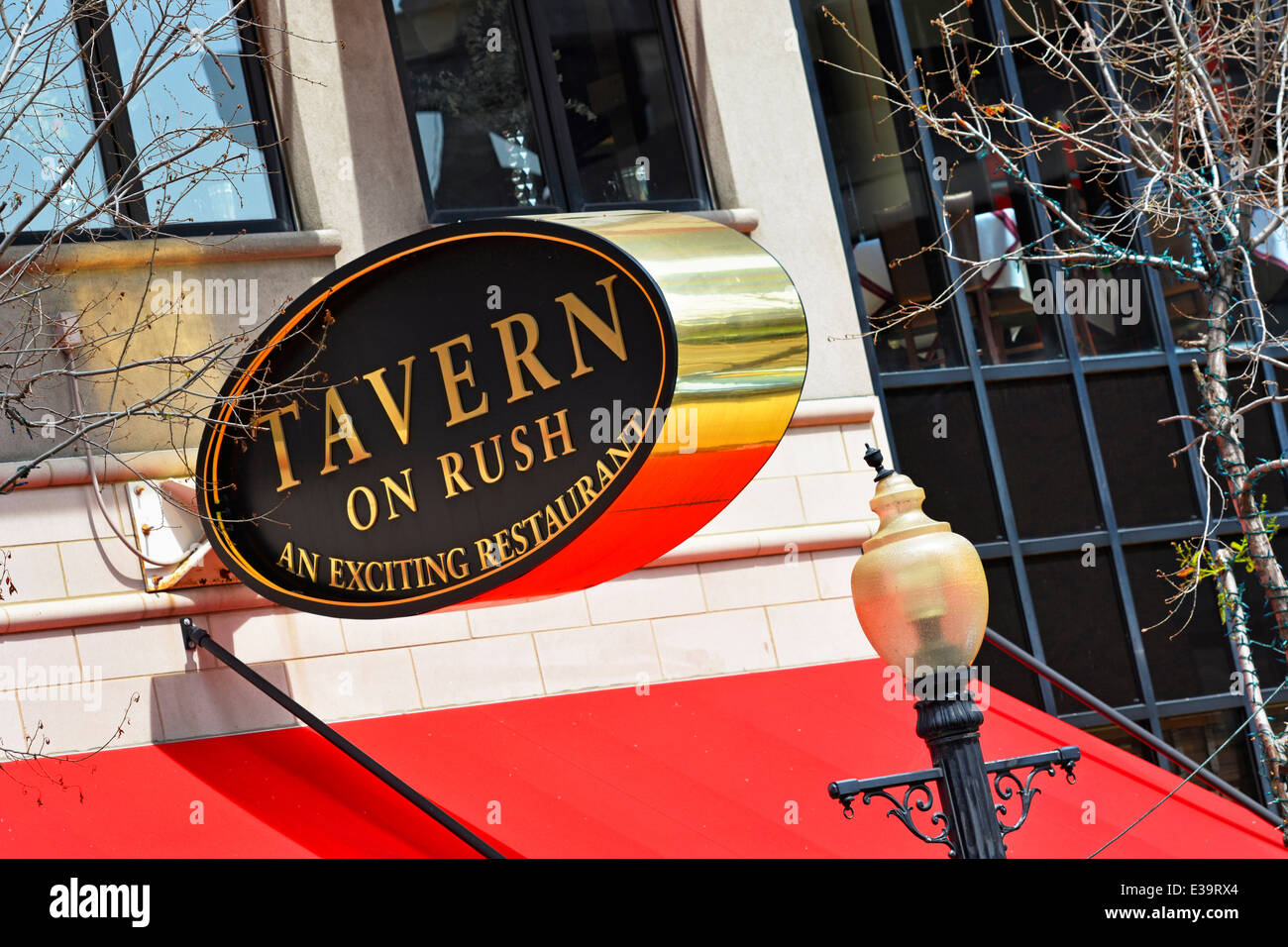 Tavern on Rush, Sign, Restaurant on Rush St Restaurants, Chicago, Illinois Stock Photo