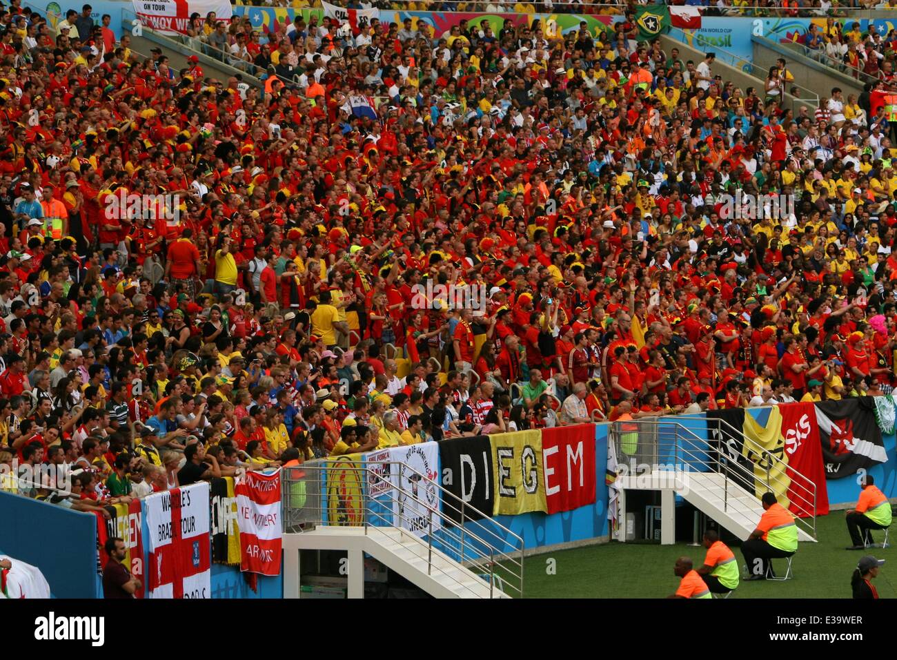 Rio de Janeiro, Brazil. 22nd June, 2014. 2014 FIFA World Cup Brazil. A colorful pack of Belgian fans at Maracanã to watch the match between Belgium and Russia. Belgium won 1-0, thus qualifying for the round of 16. Rio de Janeiro, Brazil, 22nd June, 2014. Credit:  Maria Adelaide Silva/Alamy Live News Stock Photo