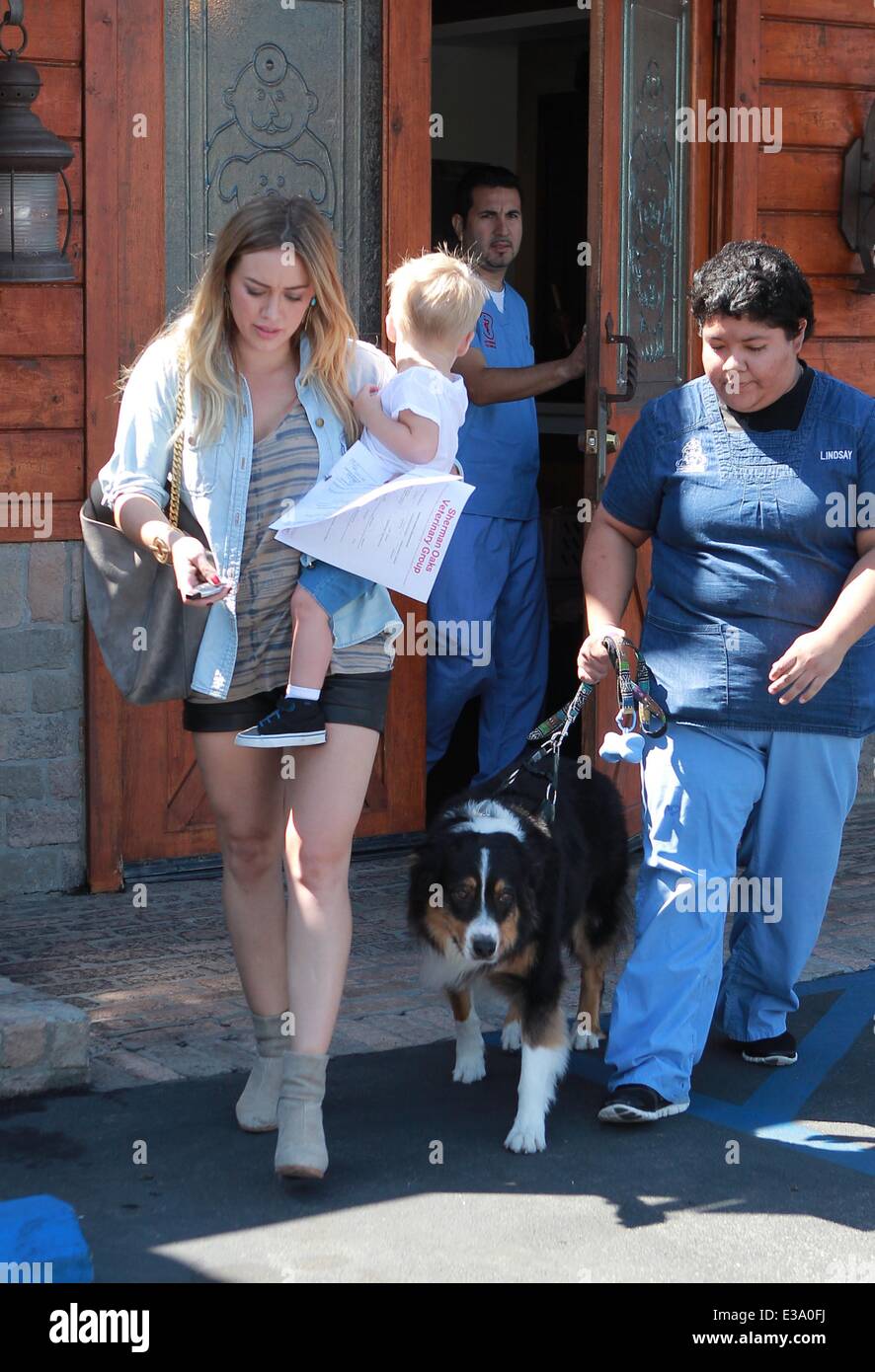 Hilary Duff heads off to a Veterinary Clinic with son Luca and the