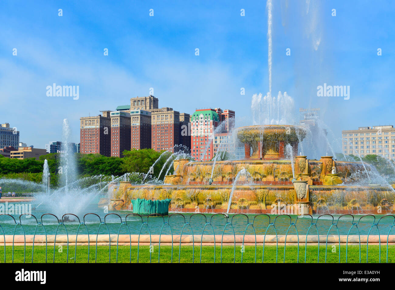 Buckingham Fountain, Grant Park, Fountains Chicago, Illinois Stock Photo