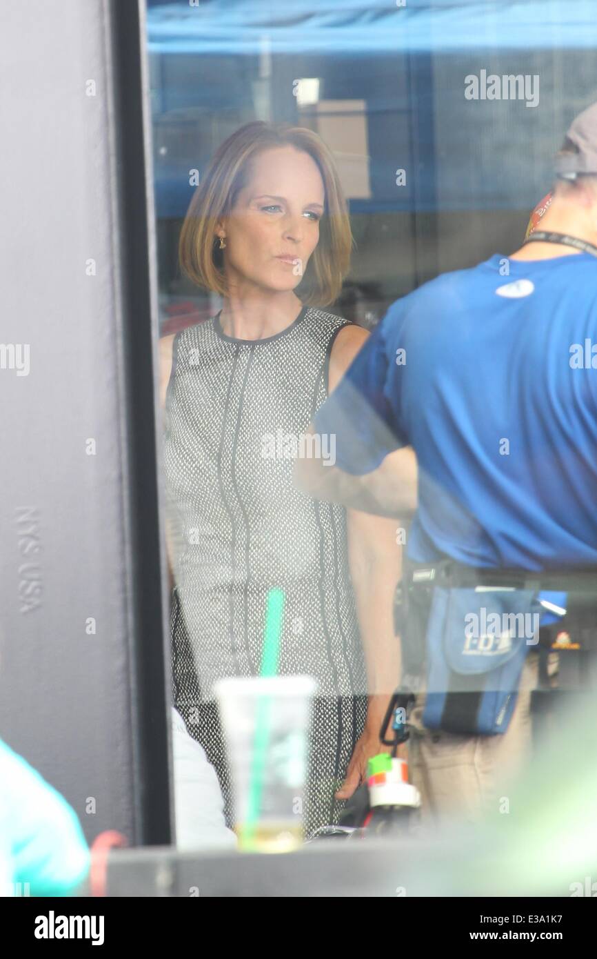 Helen Hunt filming her movie Ride at the Superba restaurant on Rose in Venice beach
