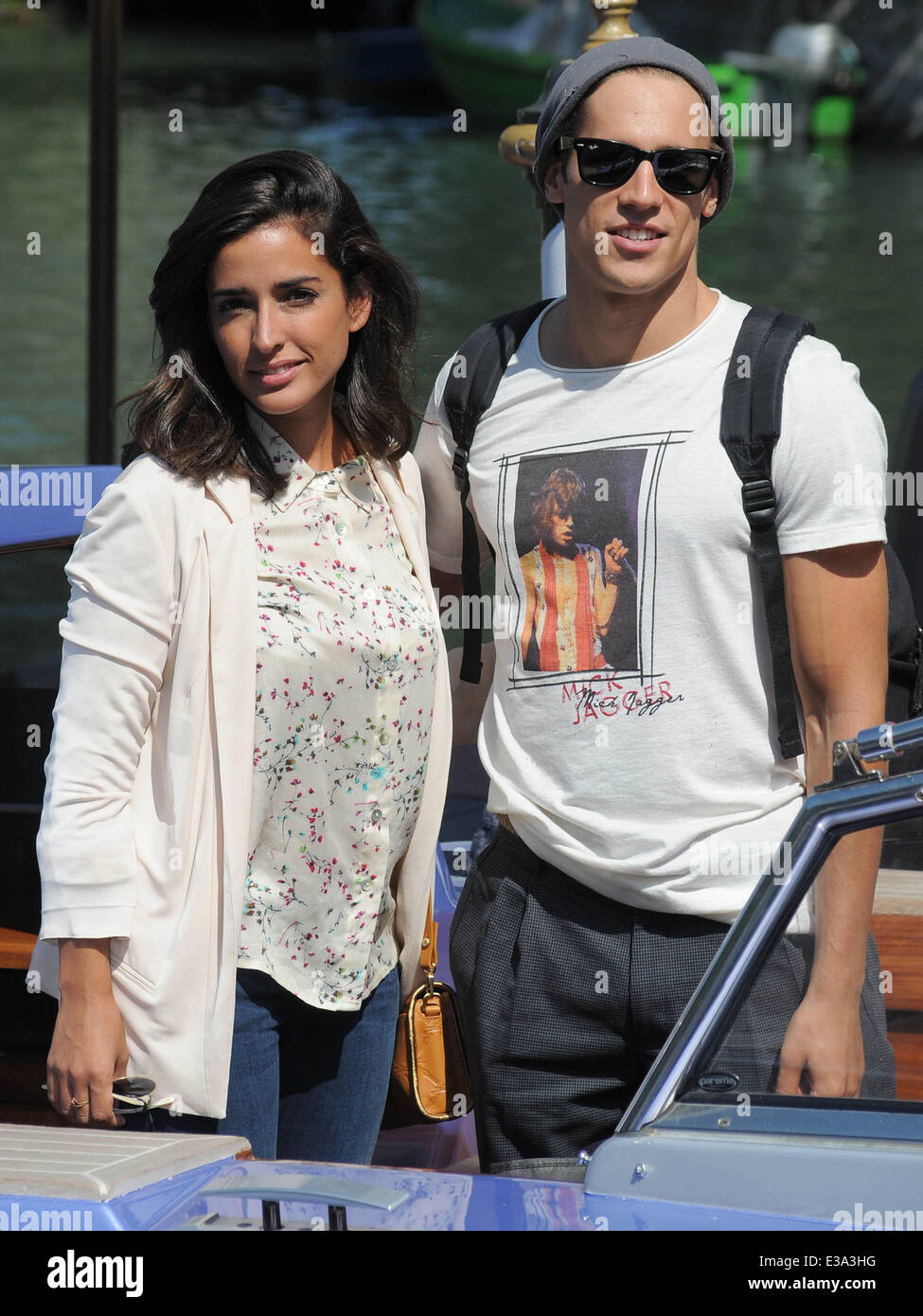 Inma Cuesta and Martin Rivas arrive at Hotel Excelsior Venice by boat