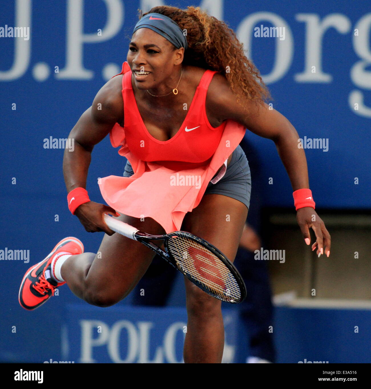 Serena Williams, Na Li, and Victoria Azarenka all in live tennis action at the 2013 US Open Featuring Serena Williams Where New York City, NY, United States When 06 Sep 2013 Stock Photo