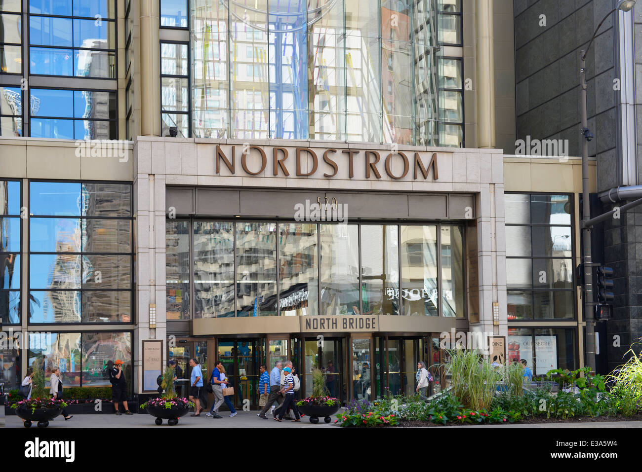 Nordstrom Store in Chicago along the Magnificent Mile, Michigan Av, Illinois Stock Photo