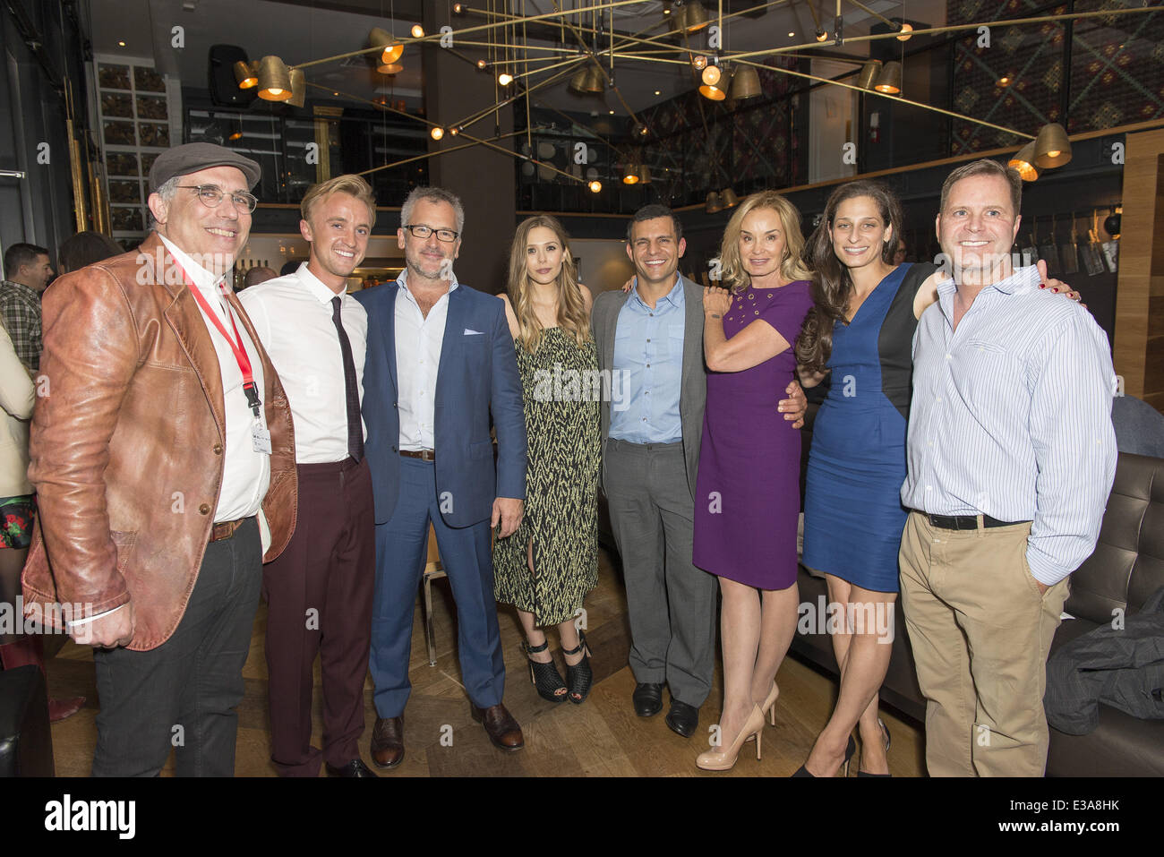 Cast members of 'Therese' attend a party during the 2013 Toronto International Film Festival  Featuring: William Horberg,Tom Felton,Charlie Stratton,Elizabeth Olsen,Pete Shilaimon,Jessica Lange,Jennifer Monroe,Mickey Liddell Where: Toronto, Canada When: 07 Sep 2013 Stock Photo
