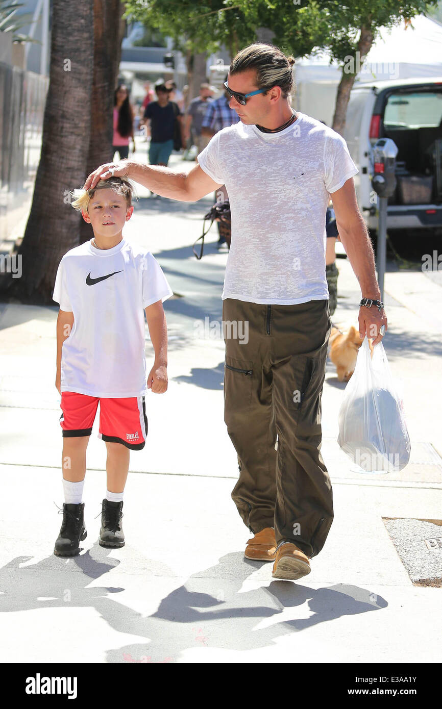 Gavin Rossdale and his kids, Kingston and Zuma visit a Farmers Market