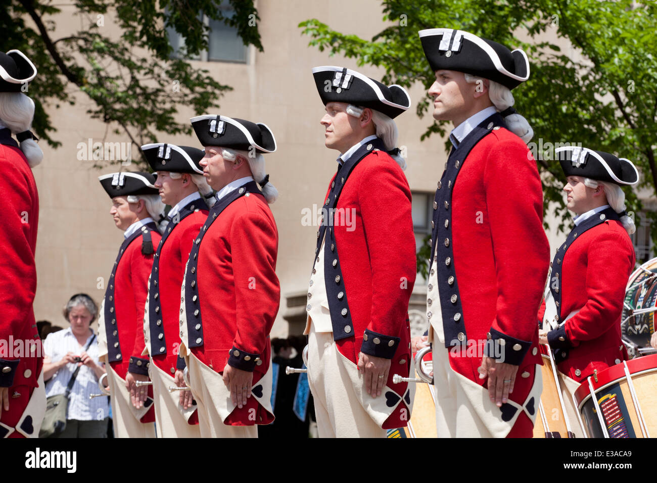 The US Army Old Guard Fife and Drum Corps at a street parade