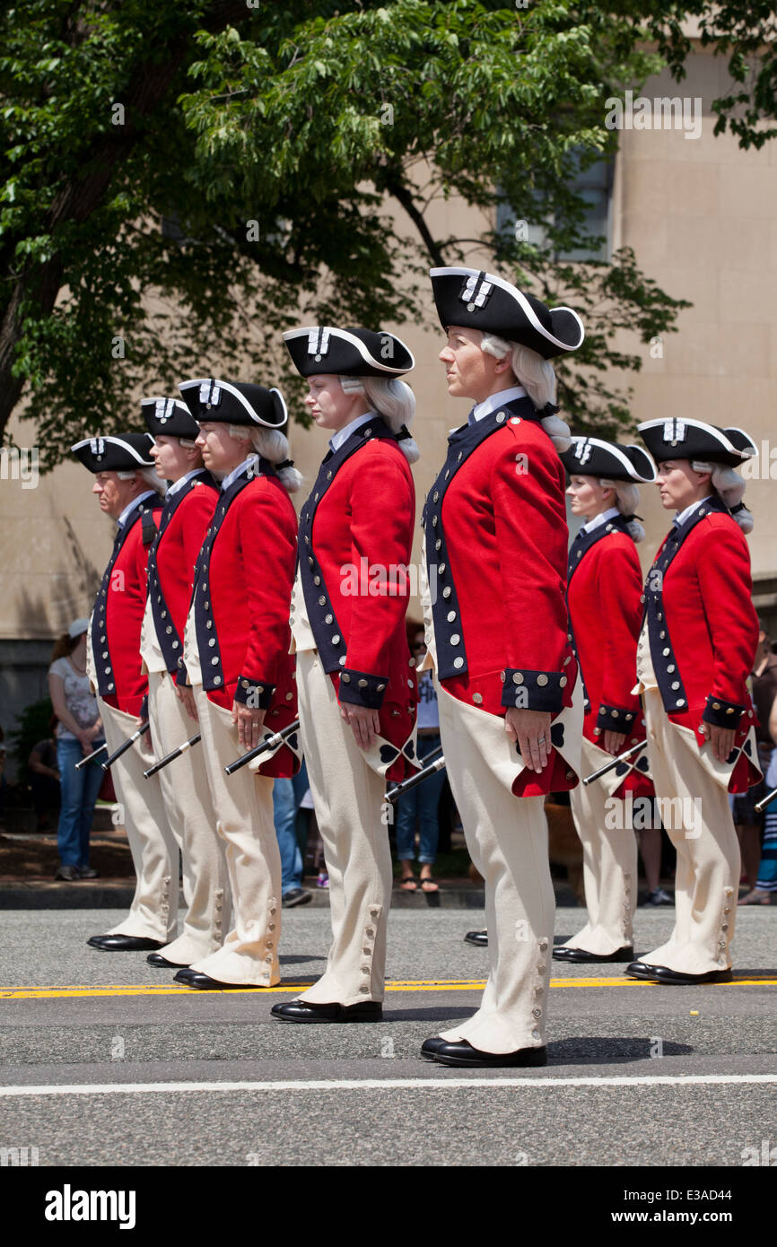 The US Army Old Guard Fife and Drum Corps at a street parade