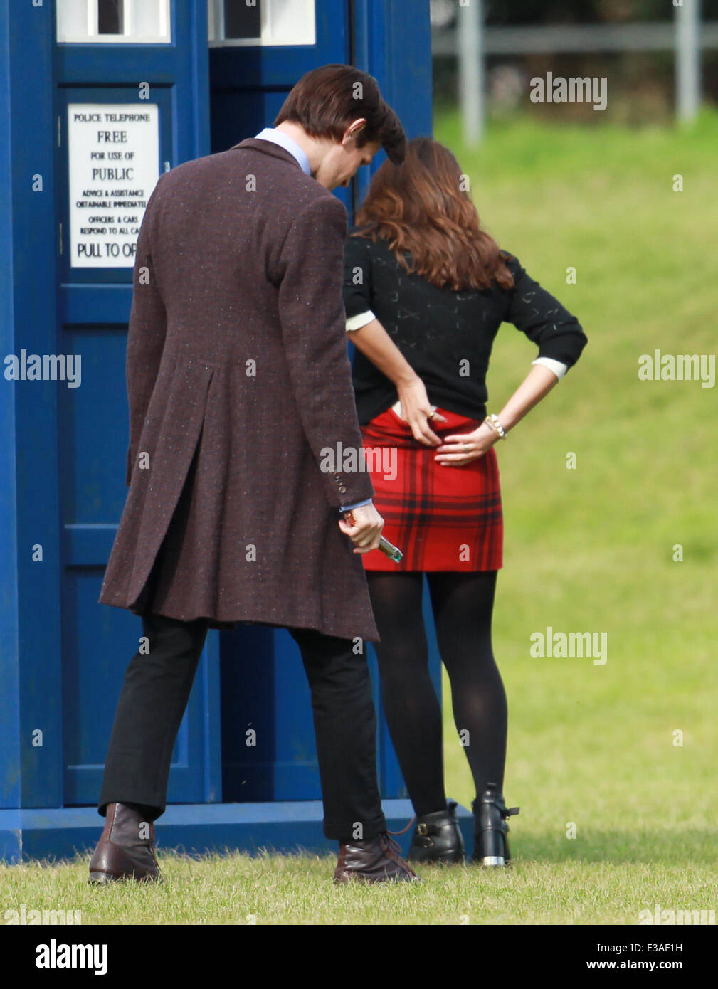 Matt Smith and Jenna-Louise Coleman filming the Dr Who Christmas special in  Cardiff Featuring: Matt Smith,Jenna-Louise Coleman Where: Cardiff, United  Kingdom When: 10 Sep 2013 Stock Photo - Alamy