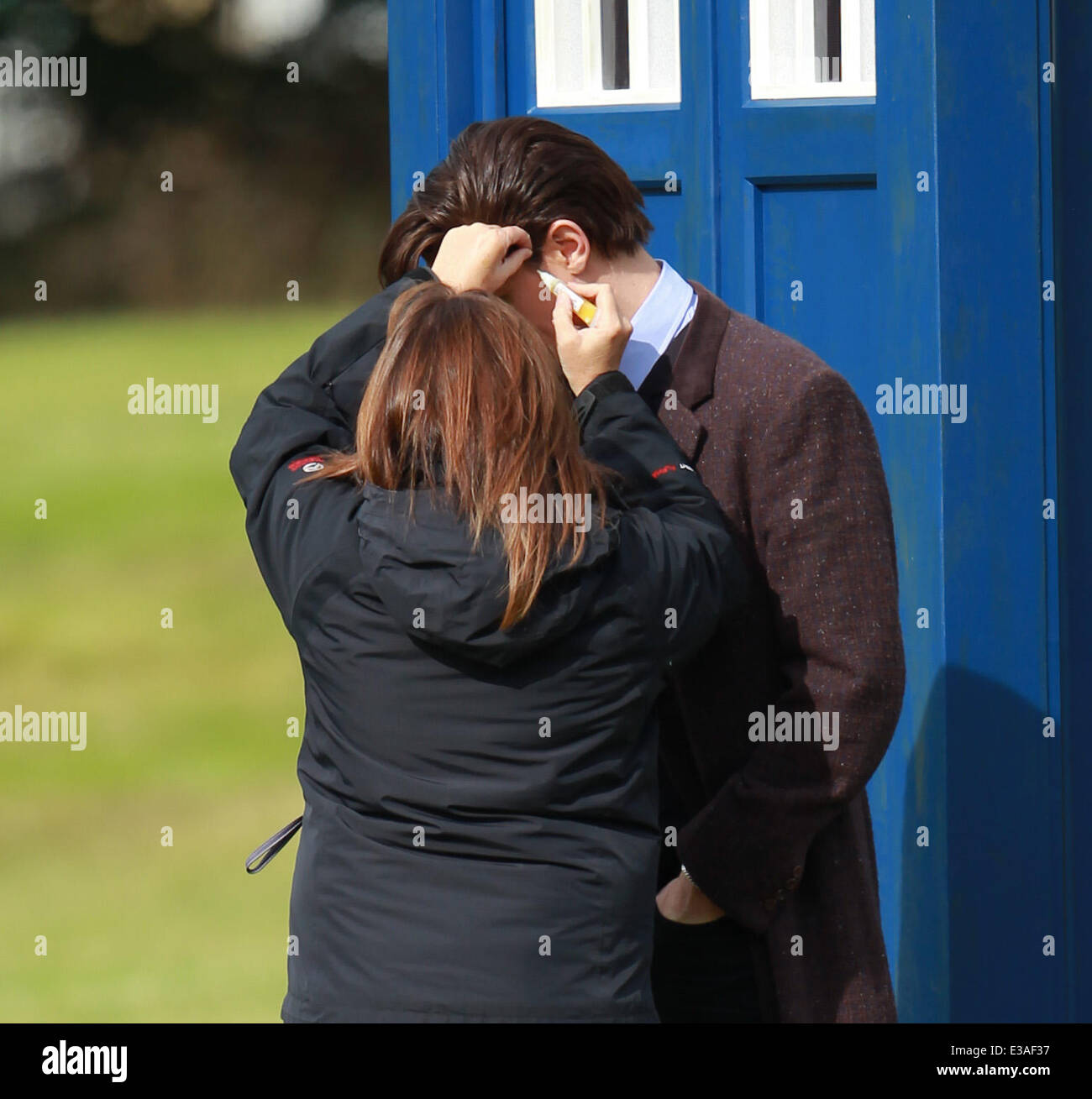 Matt Smith and Jenna-Louise Coleman filming the Dr Who Christmas special in Cardiff  Featuring: Matt Smith Where: Cardiff, Unite Stock Photo