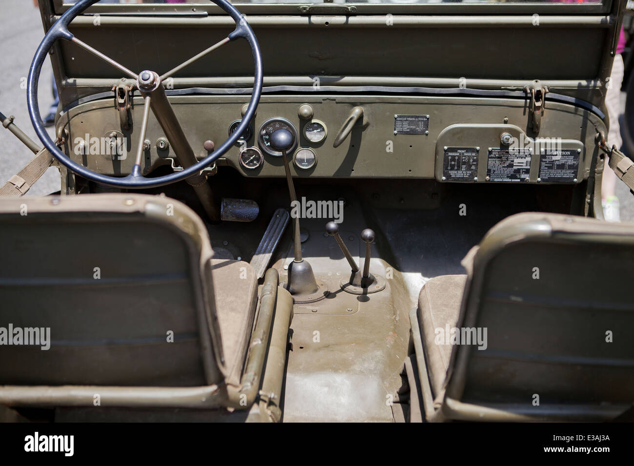 WWII era Willys Jeep interior Stock Photo