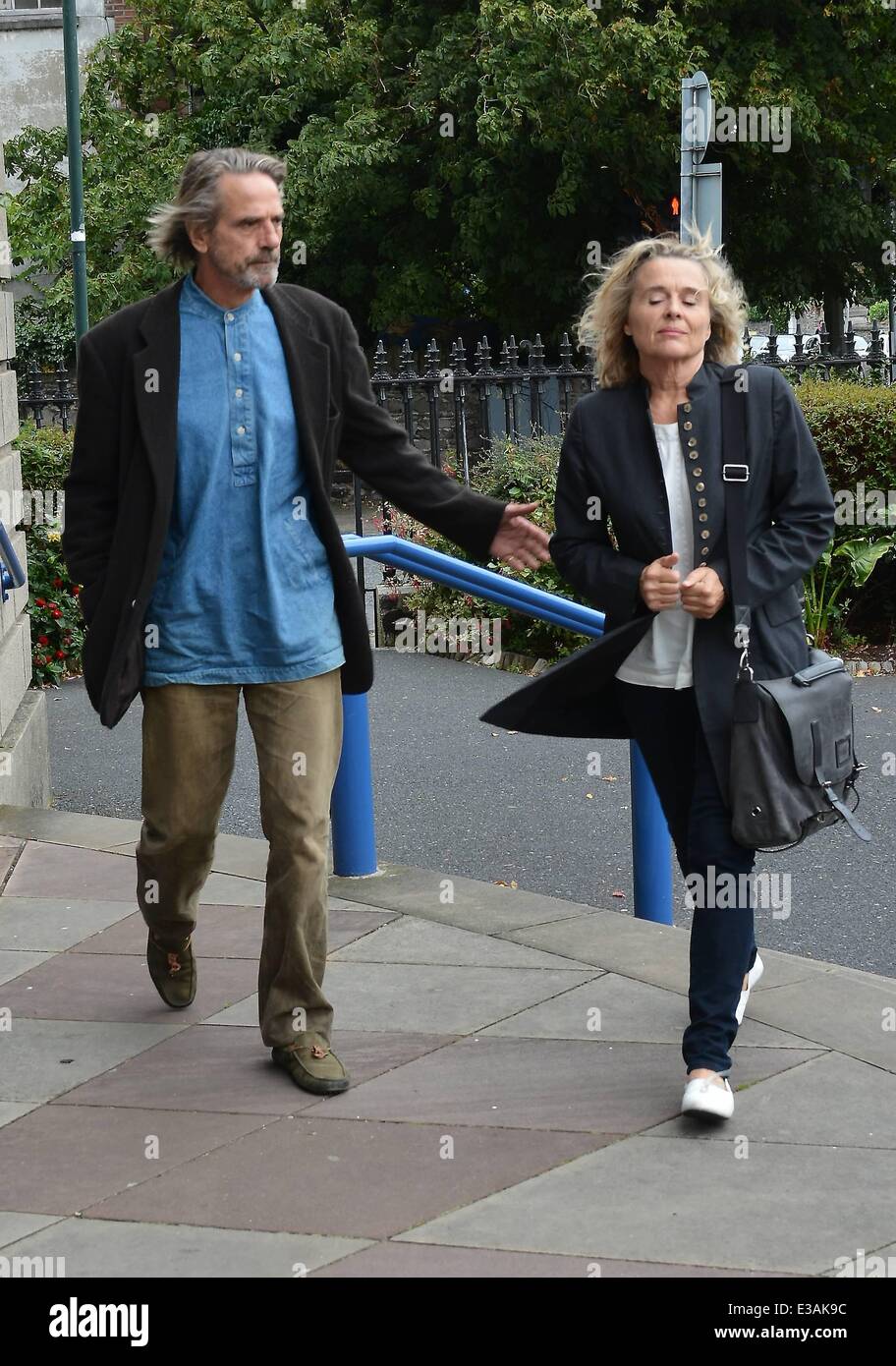The Funeral of actress Susan Fitzgerald at The Church of The Three Patrons, Rathgar  Featuring: Jeremy Irons,Sinead Cusack Where: Dublin, Ireland When: 11 Sep 2013 Stock Photo