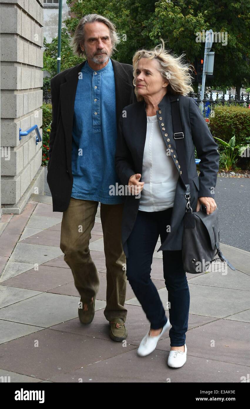 The Funeral of actress Susan Fitzgerald at The Church of The Three Patrons, Rathgar  Featuring: Jeremy Irons,Sinead Cusack Where: Dublin, Ireland When: 11 Sep 2013 Stock Photo