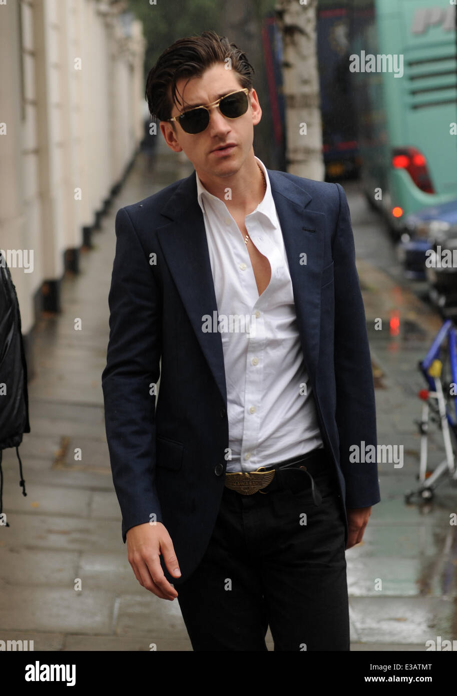 Alex Turner of The Arctic Monkeys pictured arriving at the BBC live lounge  Featuring: Alex Turner Where: London, United Kingdom When: 13 Sep 2013  Stock Photo - Alamy