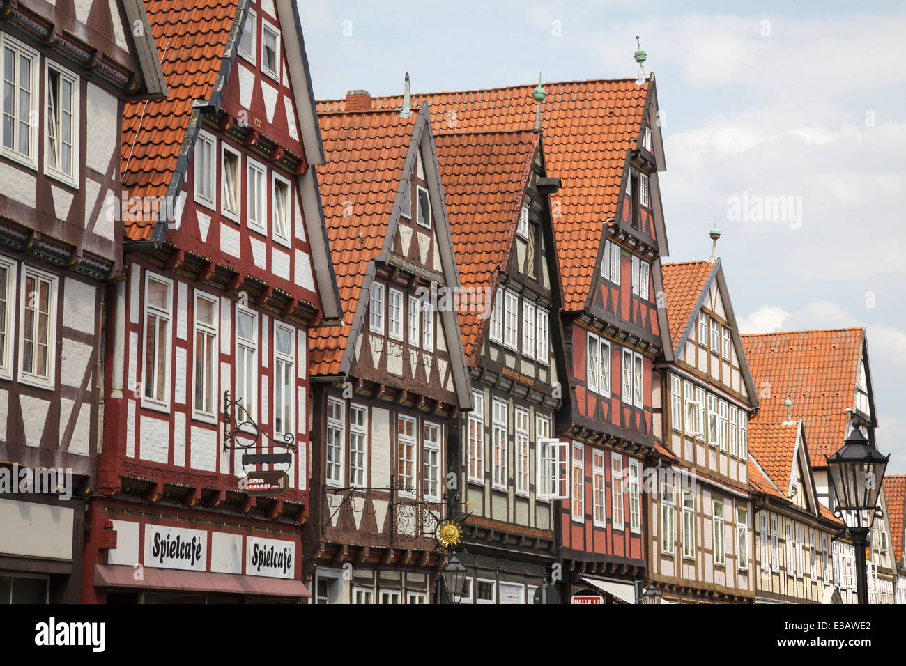 timber frame buildings on Schuhstrasse, Celle, Lower Saxony, Germany Stock Photo