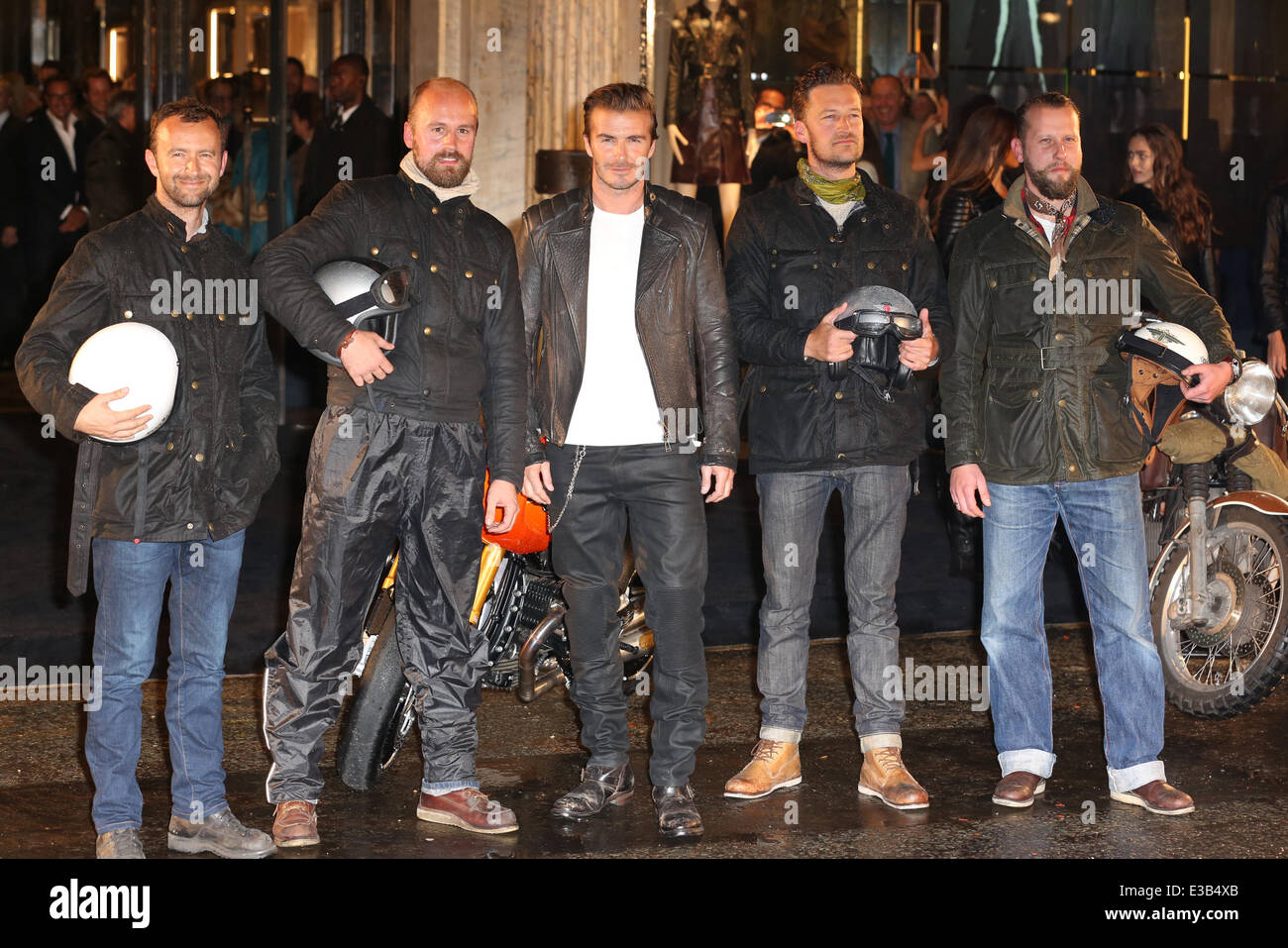The Belstaff House & Celebrity Photocall and Motobike Parade Featuring:  David Beckham Where: London, United Kingdom When: 15 Sep 2013 Stock Photo -  Alamy