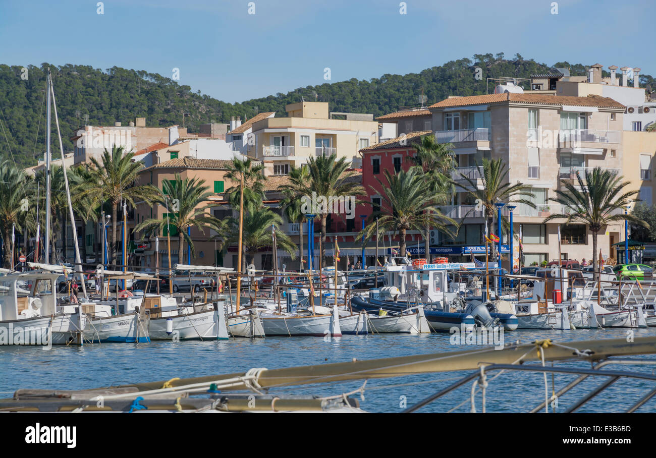 View in Puerto Andratx harbor in October, Majorca, Spain. Stock Photo