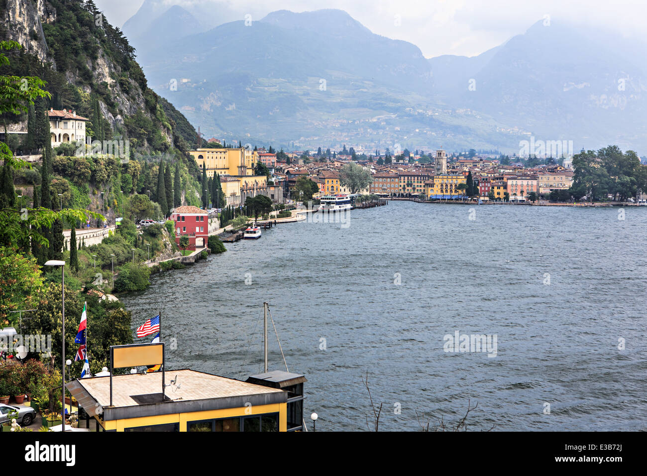 Riva del Garda town and Garda lake, Italy Stock Photo