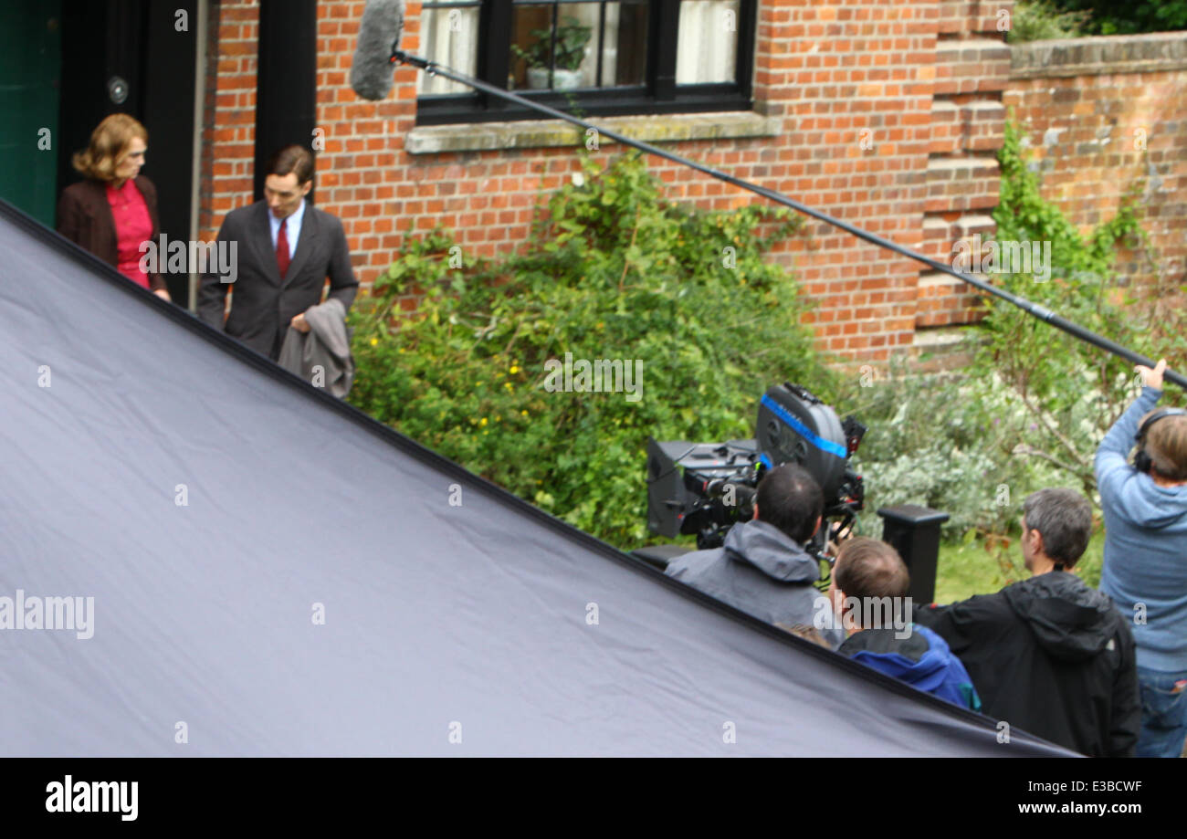 Benedict Cumberbatch and Keira Knightley filming a scene for the movie