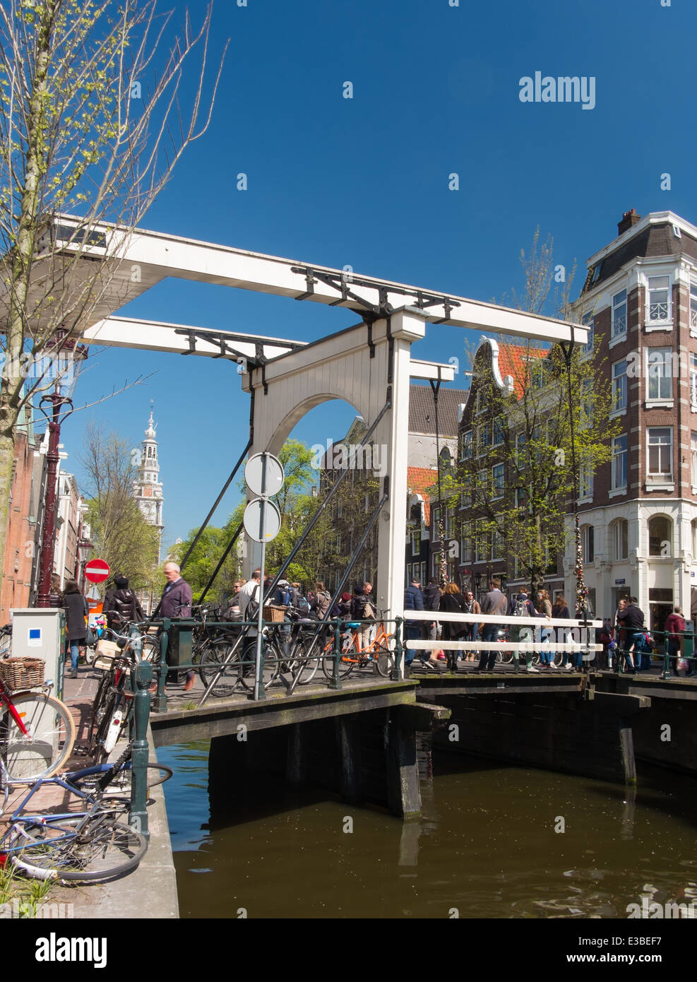 Wooden bridge in Amsterdam Stock Photo