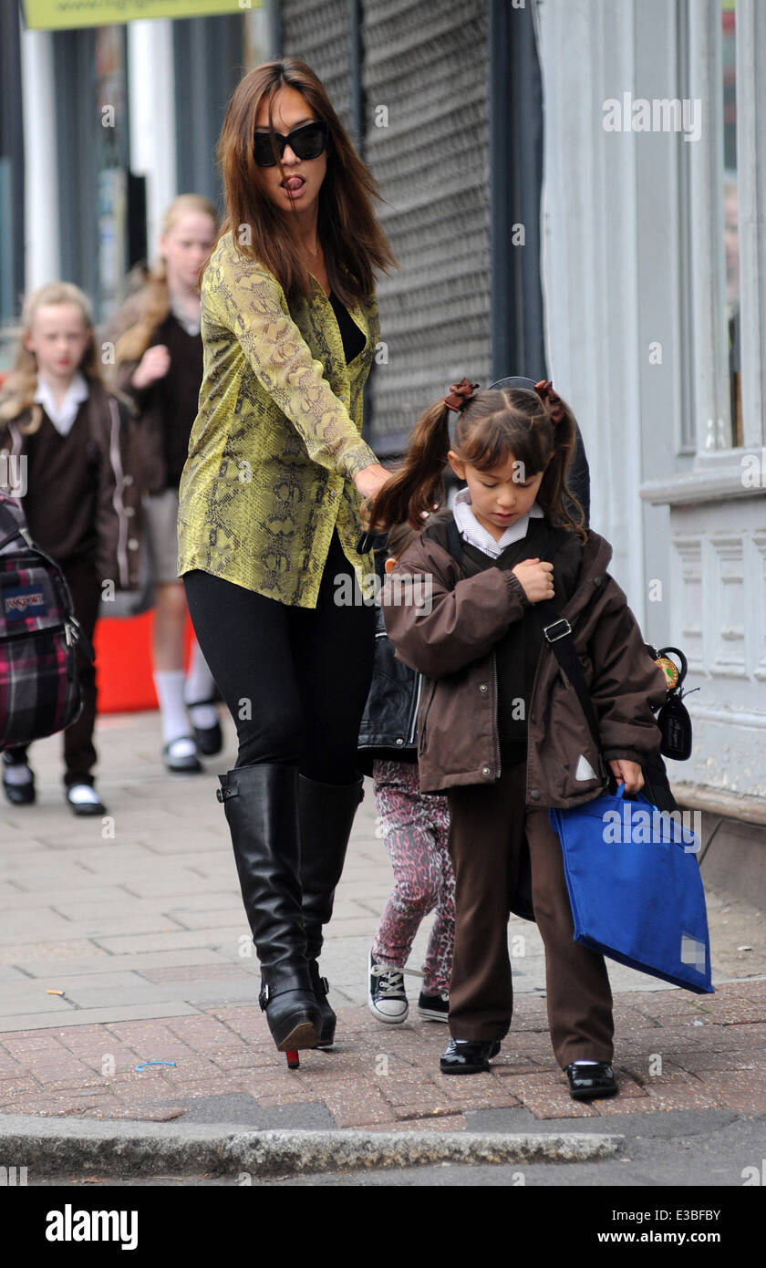 Myleene Klass walks her daughter, Ava to school Featuring: Myleene