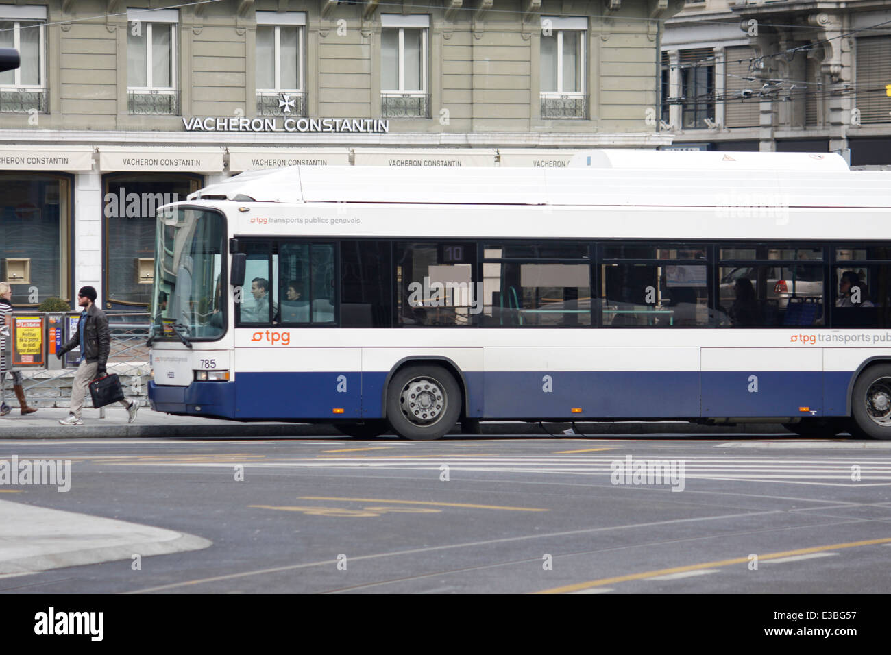 Bus, trolleybus, Geneva, public transport, Genève, Switzerland Stock
