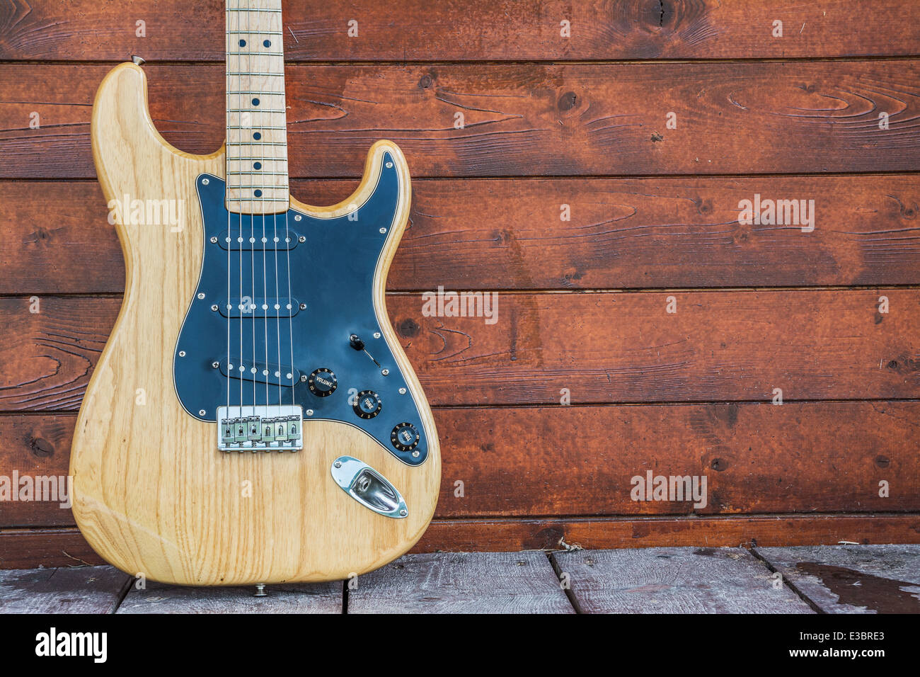 Fender stratocaster wooden electric guitar, product shot Stock Photo