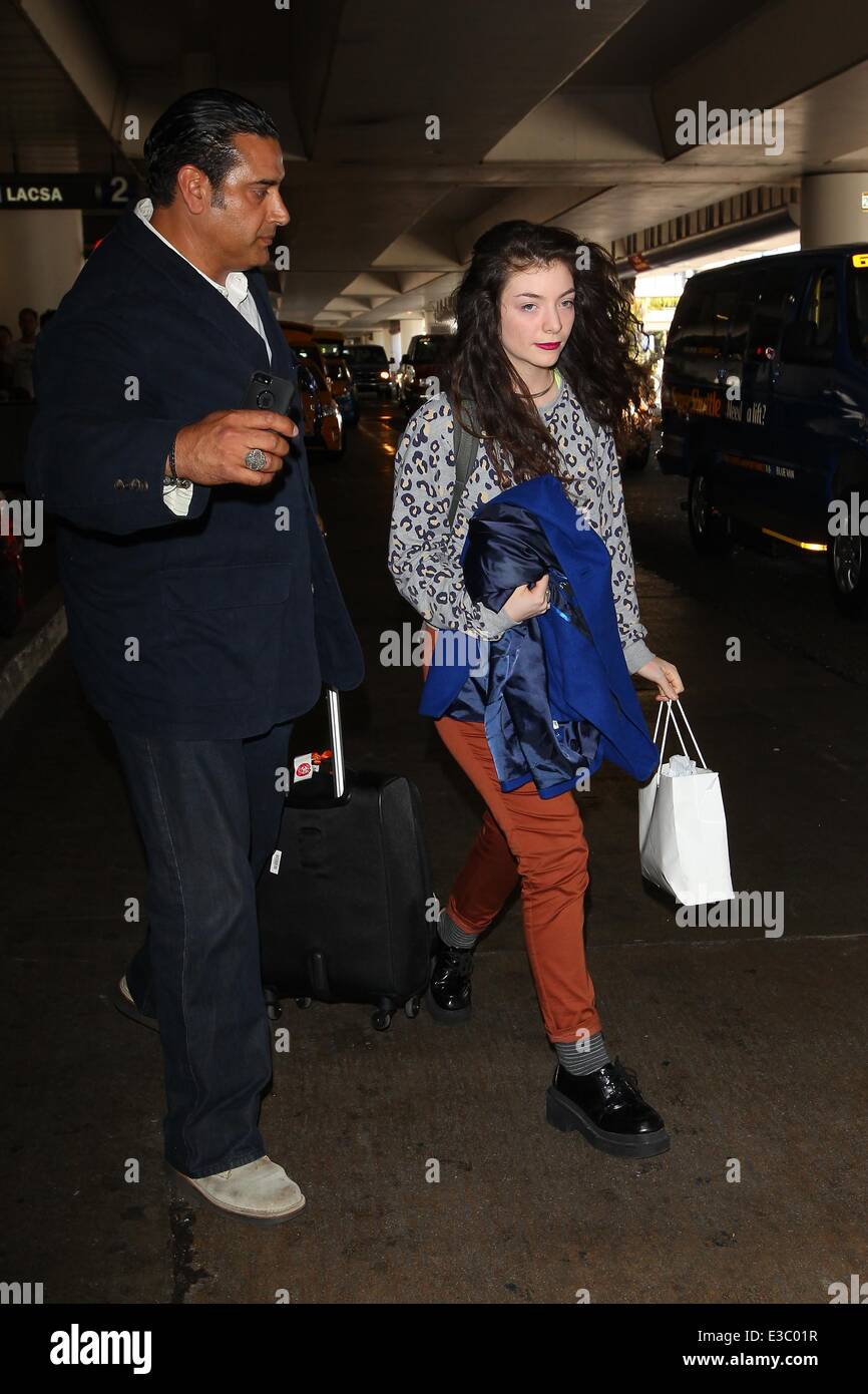 Ella Yelich-O'Connor, known by her stage name Lorde, arrive at LAX  Featuring: Lorde Where: Los Angeles, CA, United States When: 24 Sep 2013 Stock Photo