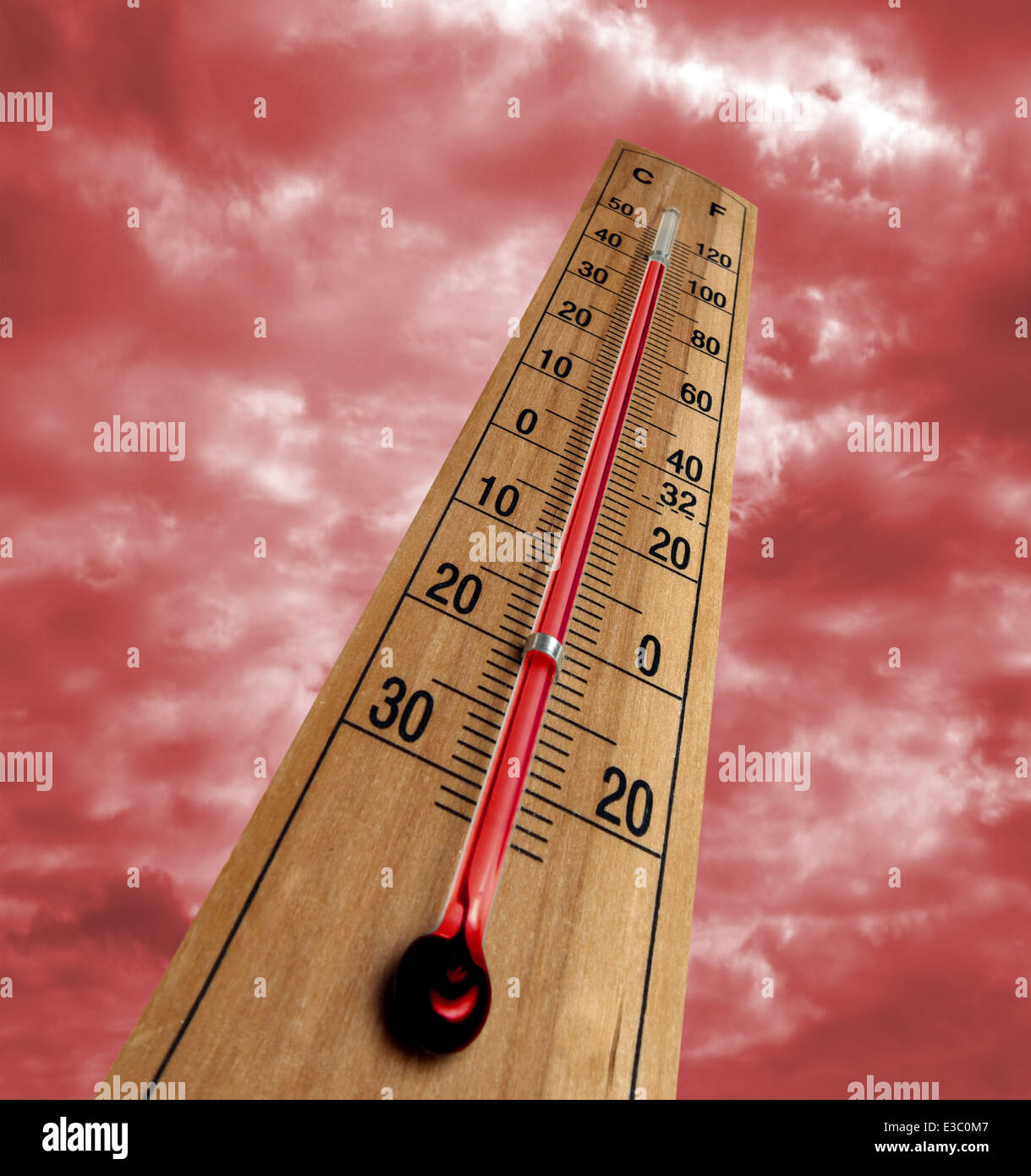 Rising temperature due to climate change. Stock Photo